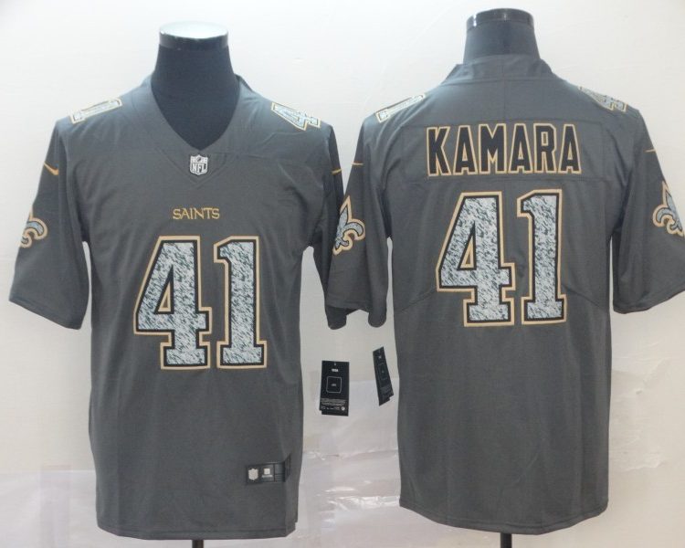 Men's New Orleans Saints Alvin Kamara #41 Gray Jersey