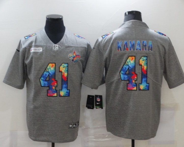 Men's New Orleans Saints Alvin Kamara #41 Gray Jersey