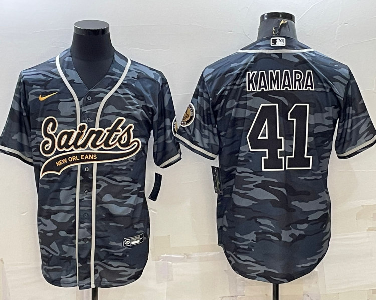 Men's New Orleans Saints Alvin Kamara #41 Grey Camouflage Jersey Joint Edition