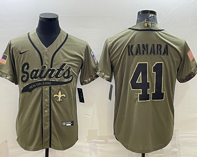 Men's New Orleans Saints Alvin Kamara #41 Olive 2022 Salute To Service Retired Limited Jersey Joint Edition