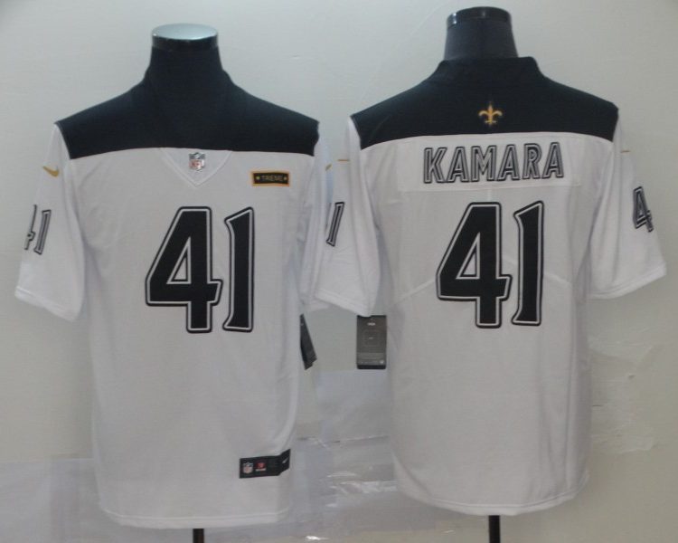 Men's New Orleans Saints Alvin Kamara #41 White City Edition Jersey