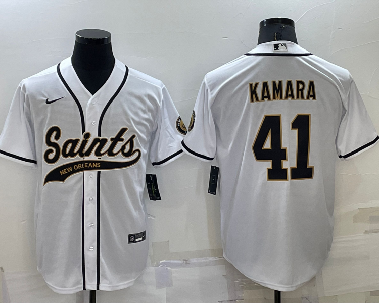 Men's New Orleans Saints Alvin Kamara #41 White Jersey Joint Edition