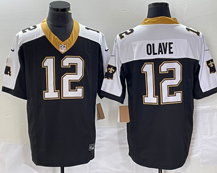 Men's New Orleans Saints Chris Olave #12 Black Vapor F.U.S.E. Limited Jersey