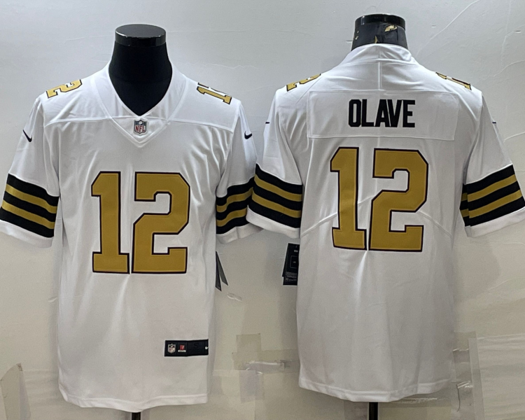 Men's New Orleans Saints Chris Olave #12 White Jersey