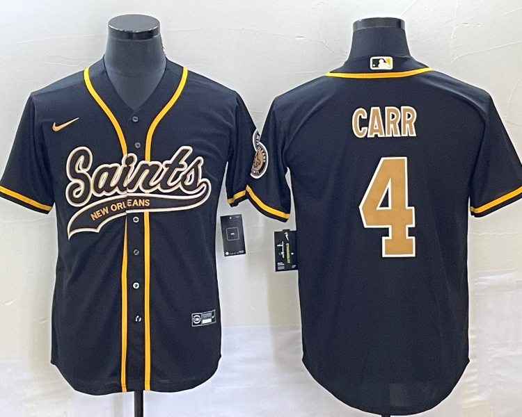 Men's New Orleans Saints Derek Carr #4 Black Jersey Joint Edition