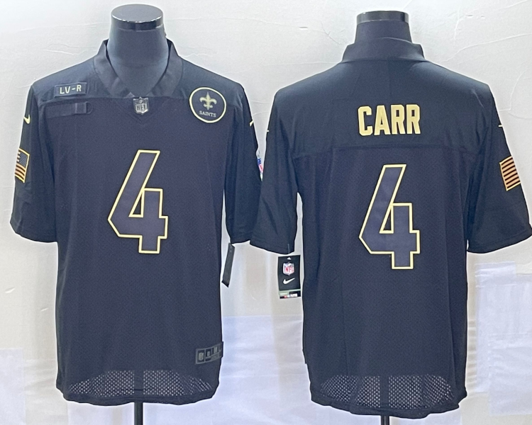 Men's New Orleans Saints Derek Carr #4 Black Jersey