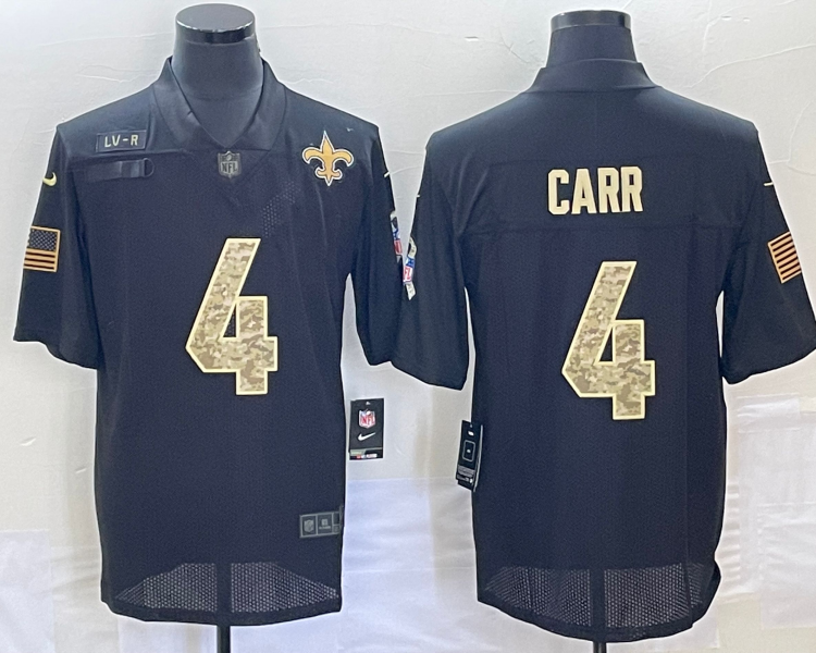 Men's New Orleans Saints Derek Carr #4 Black Jersey