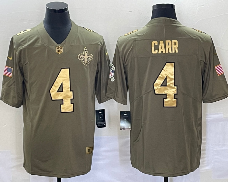 Men's New Orleans Saints Derek Carr #4 Brown Jersey