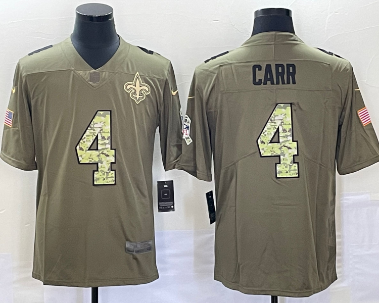 Men's New Orleans Saints Derek Carr #4 Brown Jersey