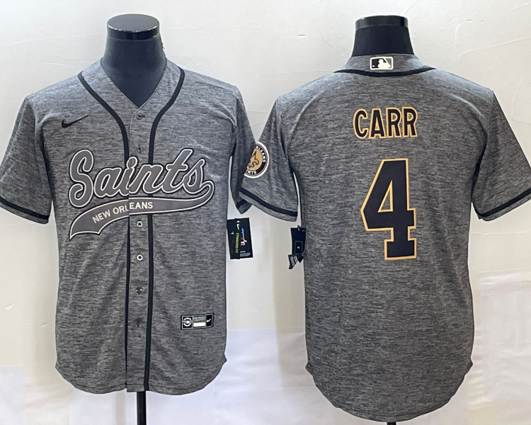 Men's New Orleans Saints Derek Carr #4 Gray Jersey Joint Edition