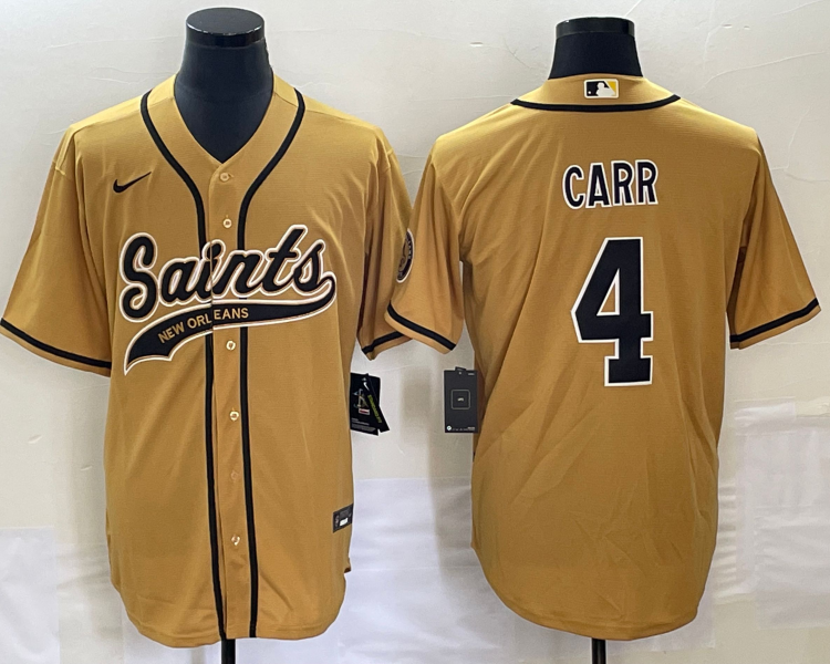 Men's New Orleans Saints Derek Carr #4 Yellow Jersey Joint Edition
