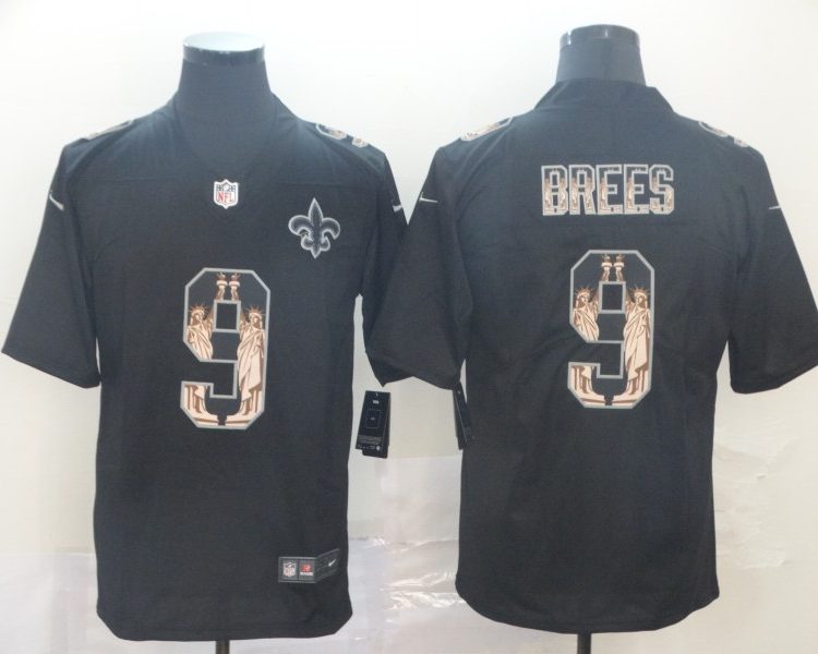 Men's New Orleans Saints Drew Brees #9 Black Authentic Jersey