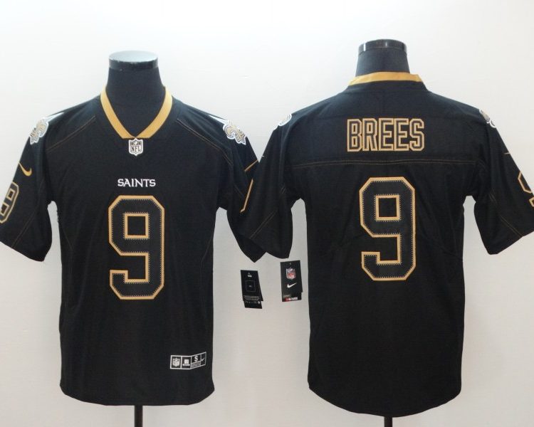 Men's New Orleans Saints Drew Brees #9 Black Jersey