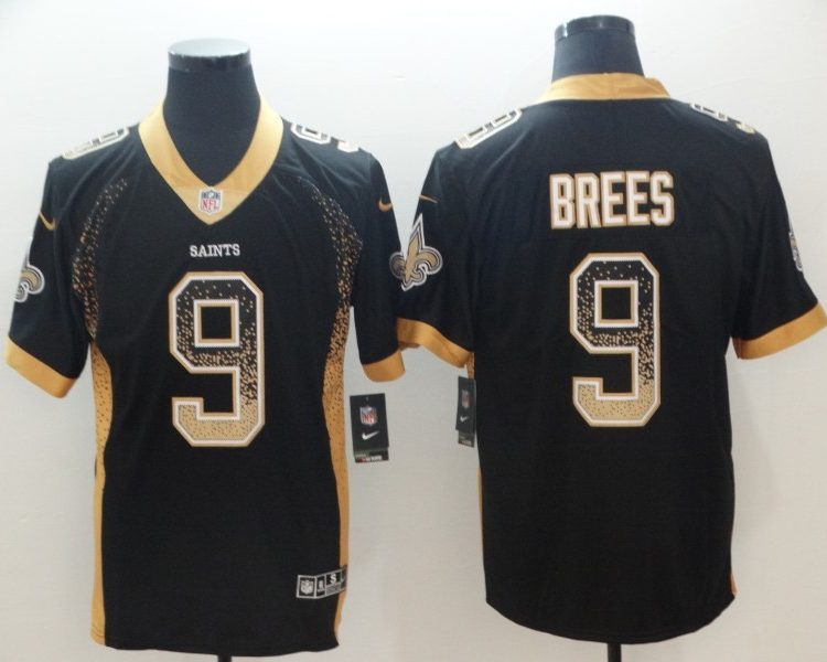 Men's New Orleans Saints Drew Brees #9 Black Jersey