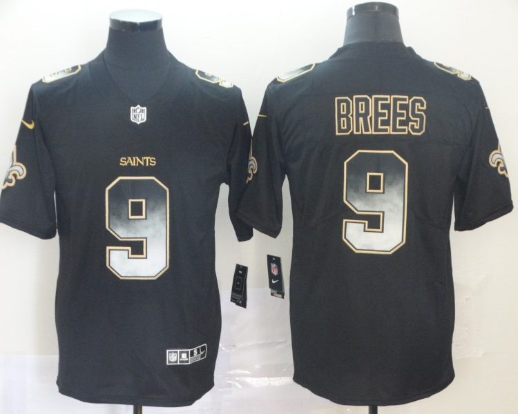 Men's New Orleans Saints Drew Brees #9 Black Jersey