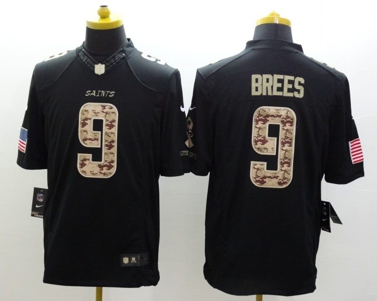 Men's New Orleans Saints Drew Brees #9 Black Team Jersey