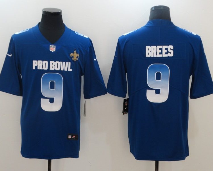 Men's New Orleans Saints Drew Brees #9 Blue Jersey