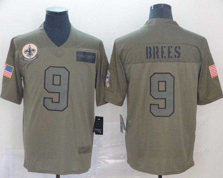 Men's New Orleans Saints Drew Brees #9 Brown Alternate Jersey