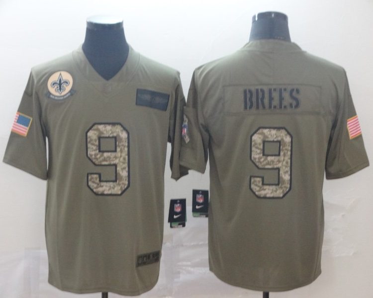 Men's New Orleans Saints Drew Brees #9 Brown Jersey