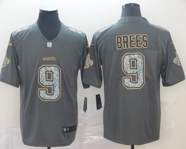 Men's New Orleans Saints Drew Brees #9 Gray Jersey