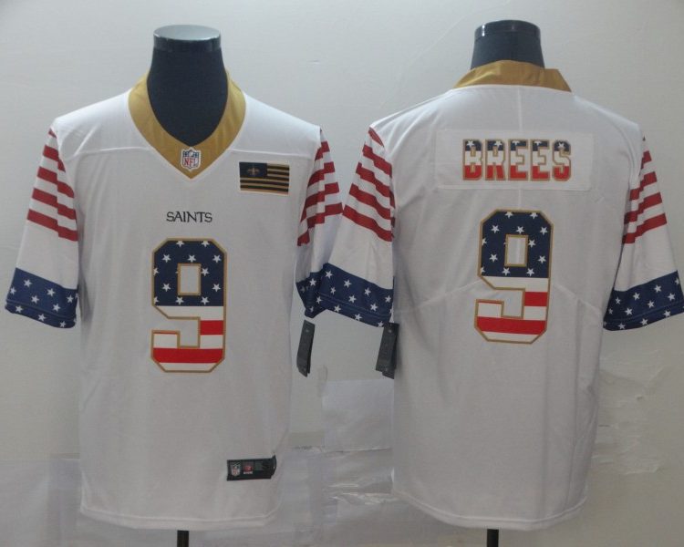 Men's New Orleans Saints Drew Brees #9 White Alternate Jersey