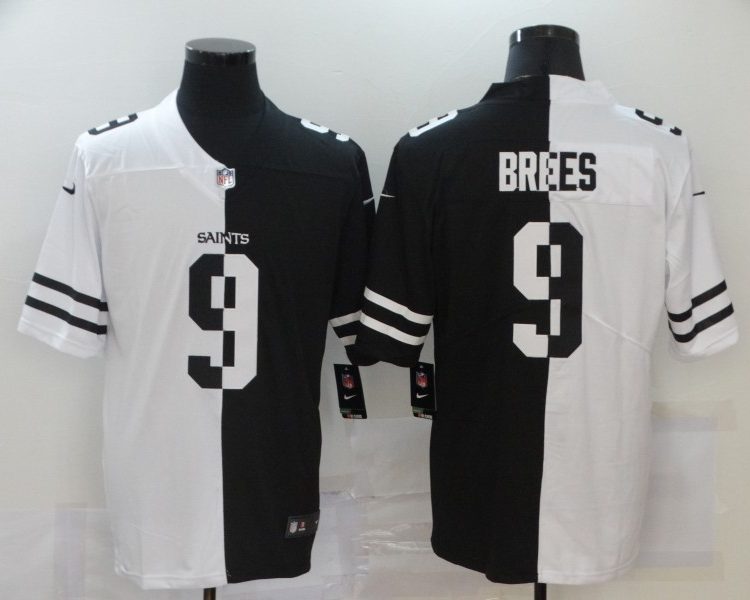 Men's New Orleans Saints Drew Brees #9 White/Black Jersey