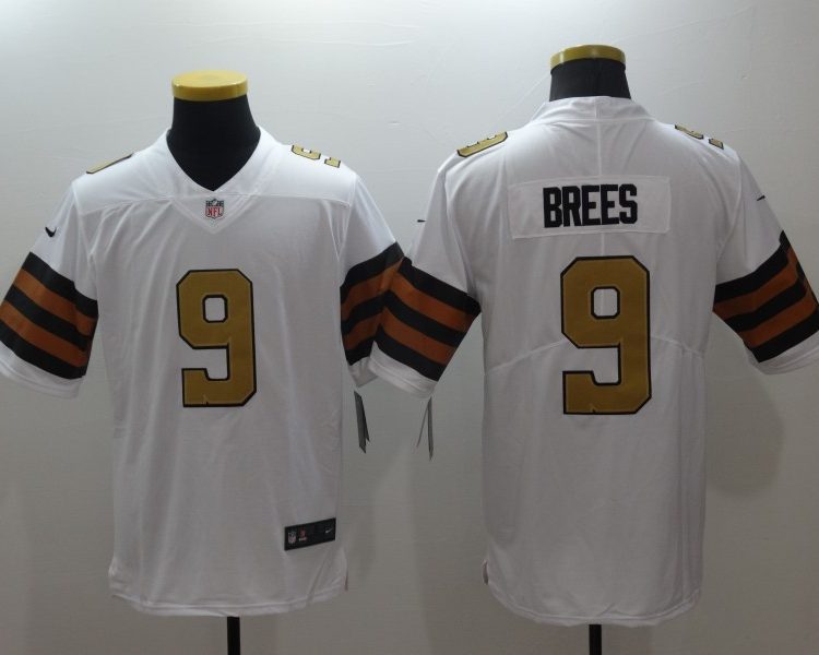 Men's New Orleans Saints Drew Brees #9 White Jersey