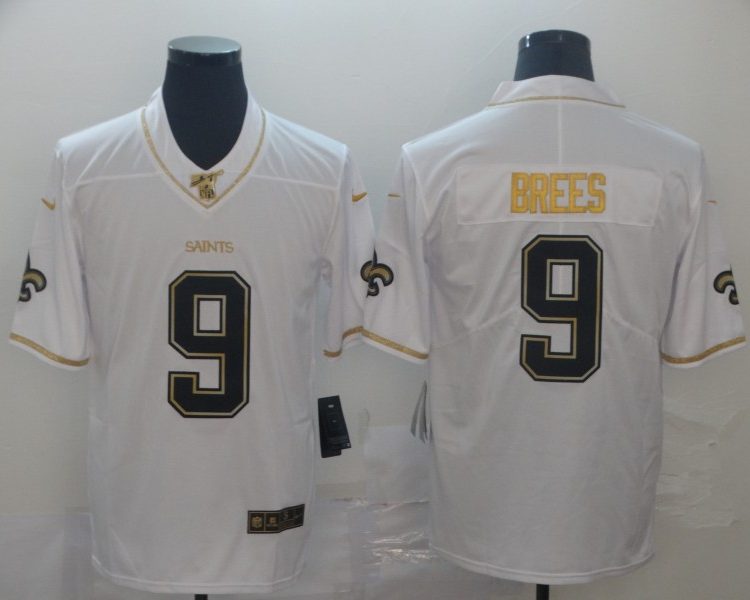 Men's New Orleans Saints Drew Brees #9 White Jersey