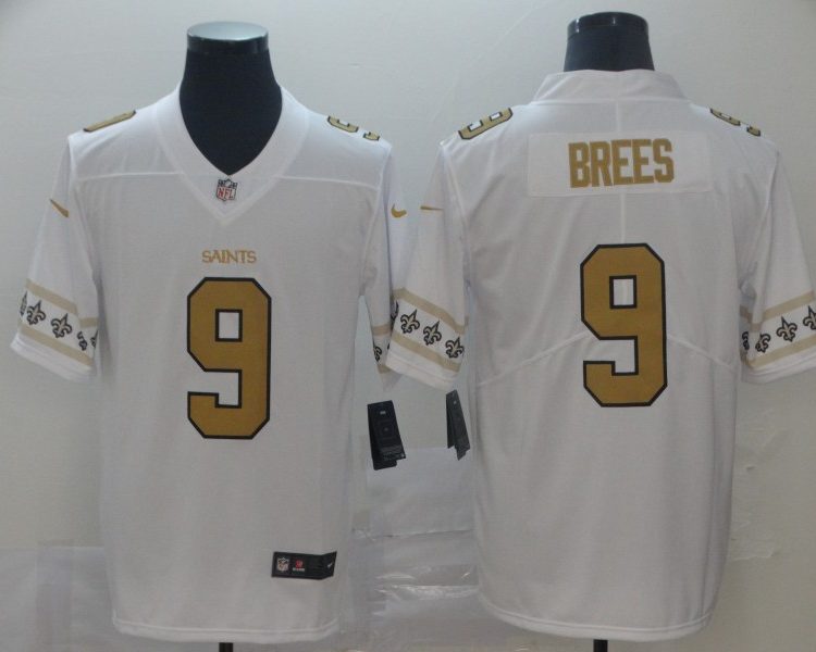 Men's New Orleans Saints Drew Brees #9 White Jersey