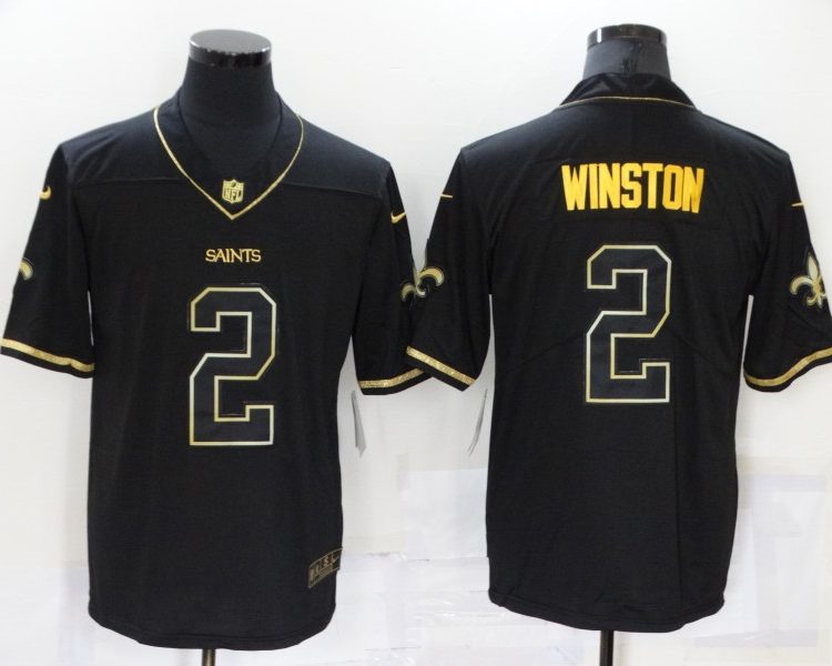 Men's New Orleans Saints Jameis Winston #2 Black Jersey