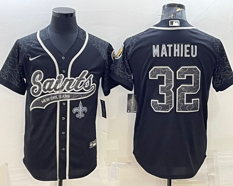 Men's New Orleans Saints Tyrann Mathieu #32 Black RFLCTV Limited Jersey Joint Edition