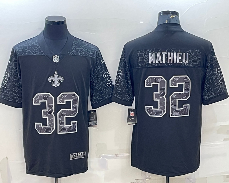 Men's New Orleans Saints Tyrann Mathieu #32 Black RFLCTV Limited Jersey