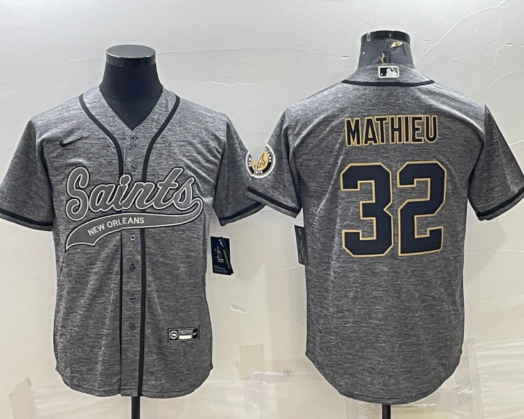 Men's New Orleans Saints Tyrann Mathieu #32 Gray Jersey Joint Edition