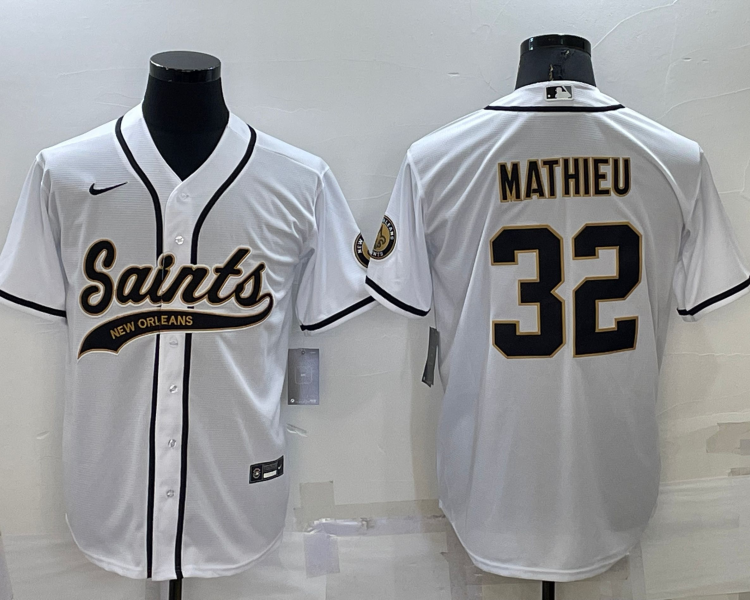 Men's New Orleans Saints Tyrann Mathieu #32 White Jersey Joint Edition