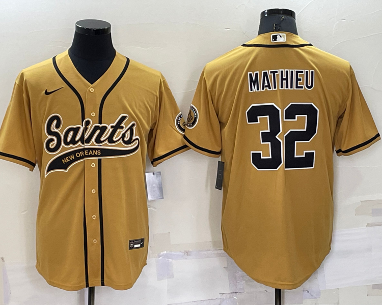 Men's New Orleans Saints Tyrann Mathieu #32 Yellow Jersey Joint Edition