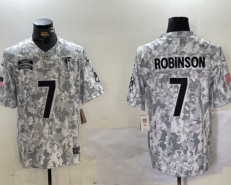 Men's Atlanta Falcons Bijan Robinson #7 Arctic Camo 2024 Salute to Service Limited Jersey