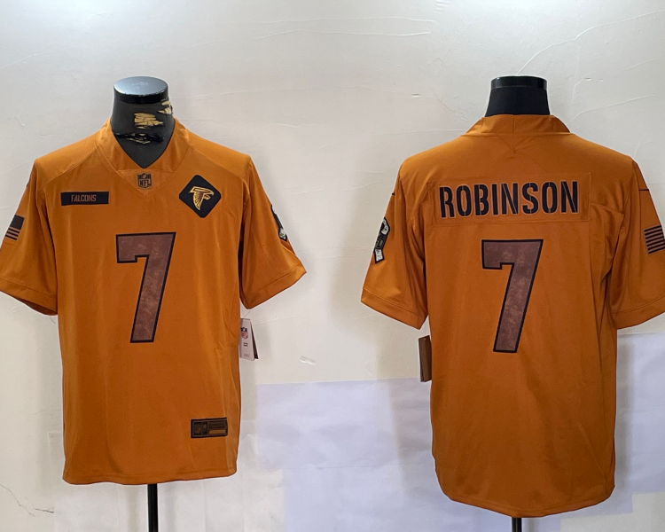 Men's Atlanta Falcons Bijan Robinson #7 Brown Salute To Service Limited Jersey