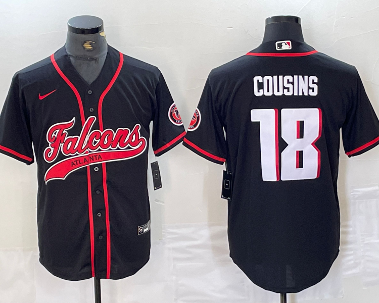 Men's Atlanta Falcons Kirk Cousins #18 Black Jersey Joint Edition