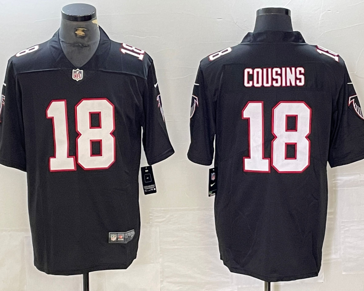 Men's Atlanta Falcons Kirk Cousins #18 Black Jersey