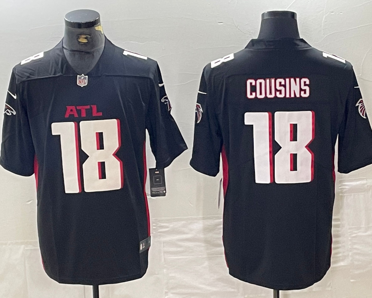 Men's Atlanta Falcons Kirk Cousins #18 Black Jersey