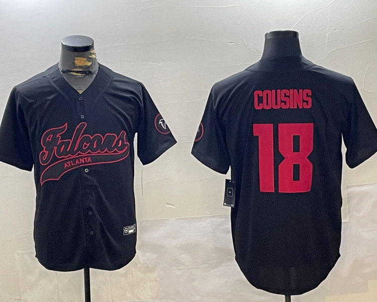 Men's Atlanta Falcons Kirk Cousins #18 Black Team Jersey