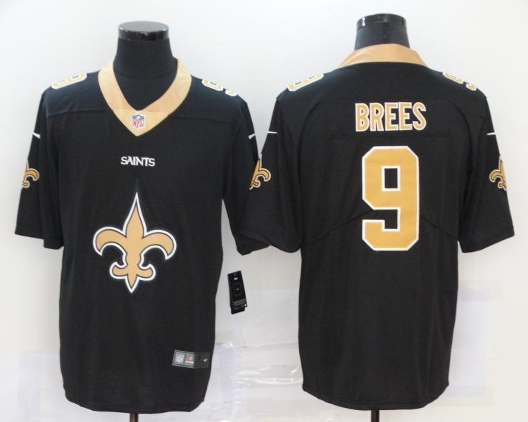 Men's New Orleans Saints #9 Drew Brees Black Jersey