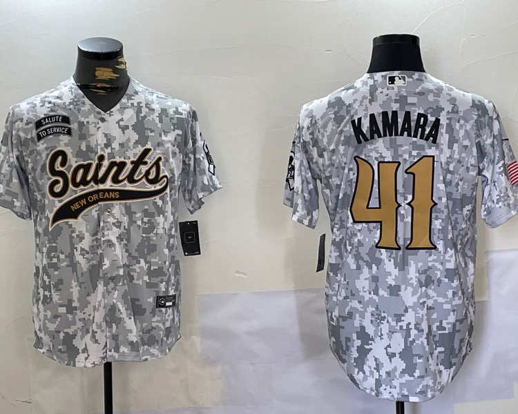 Men's New Orleans Saints Alvin Kamara #41 Arctic Camo 2024 Salute to Service Jersey