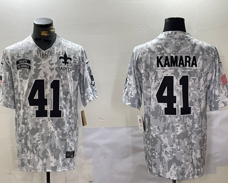 Men's New Orleans Saints Alvin Kamara #41 Arctic Camo 2024 Salute to Service Limited Jersey