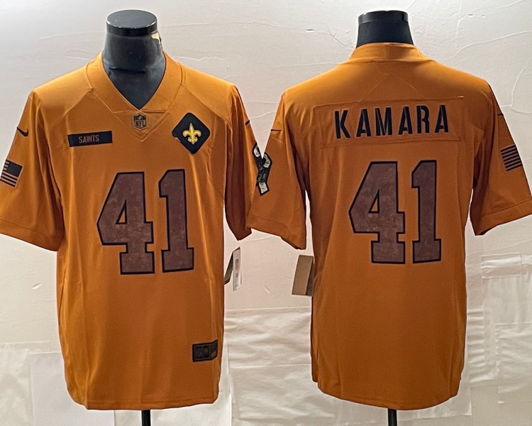 Men's New Orleans Saints Alvin Kamara #41 Brown 2023 Salute To Service Retired Limited Jersey