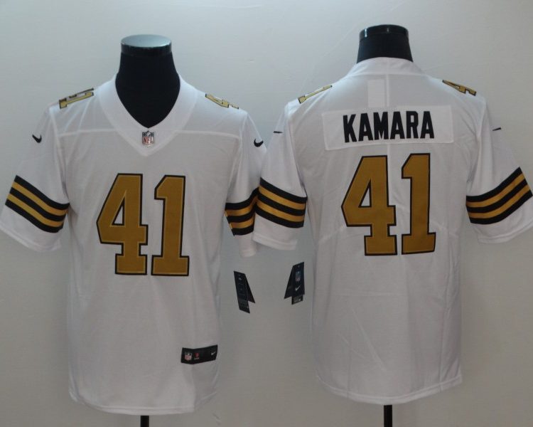 Men's New Orleans Saints Alvin Kamara #41 White Alternate Jersey