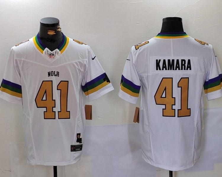Men's New Orleans Saints Alvin Kamara #41 White Jersey