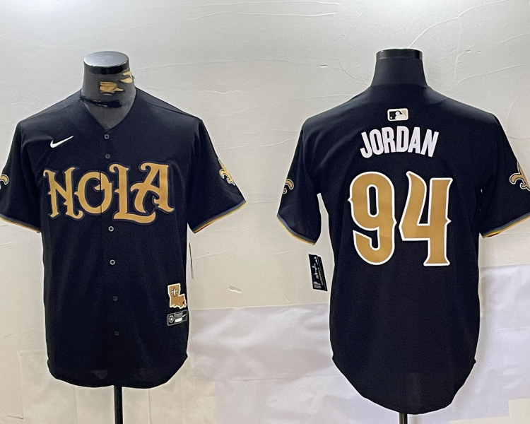 Men's New Orleans Saints Cameron Jordan #94 Black Jersey