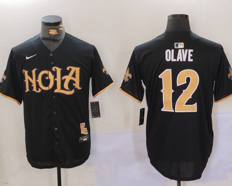 Men's New Orleans Saints Chris Olave #12 Black Jersey