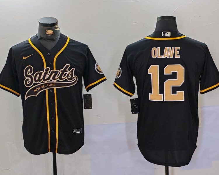 Men's New Orleans Saints Chris Olave #12 Black Jersey